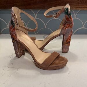 Nine West Velvet Floral Heeled Sandals